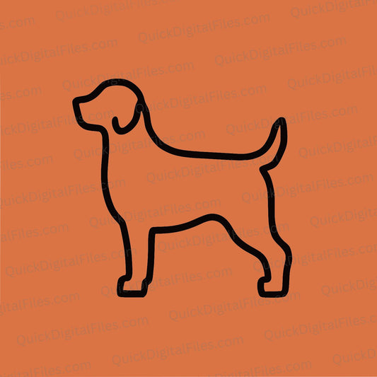 Standing dog outline SVG with vibrant orange background for crafts