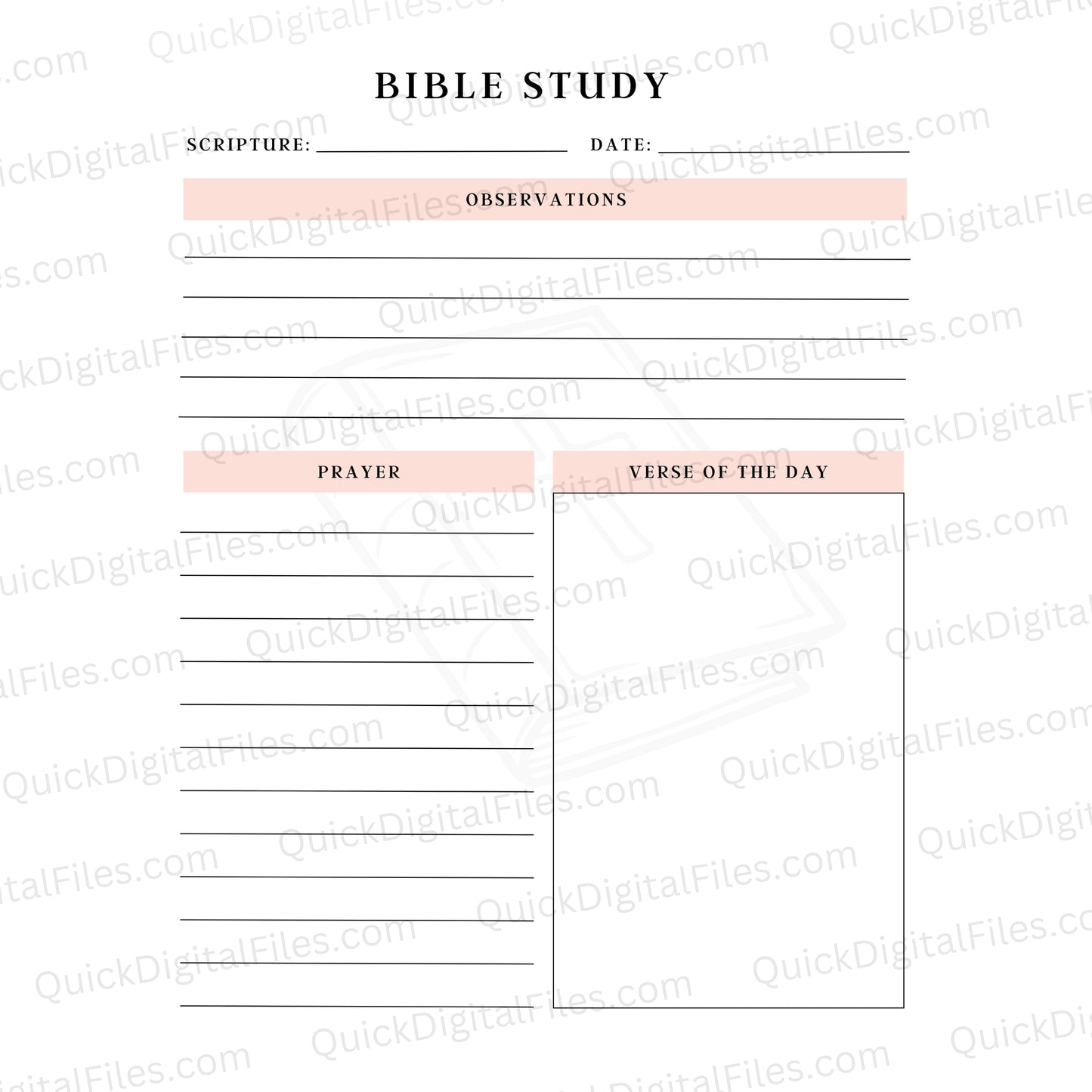 Bible study worksheet for personal devotion