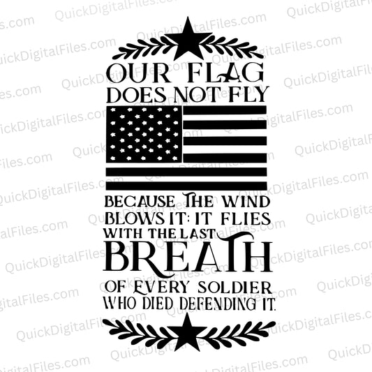 "Black and white silhouette military stars and flag SVG art"