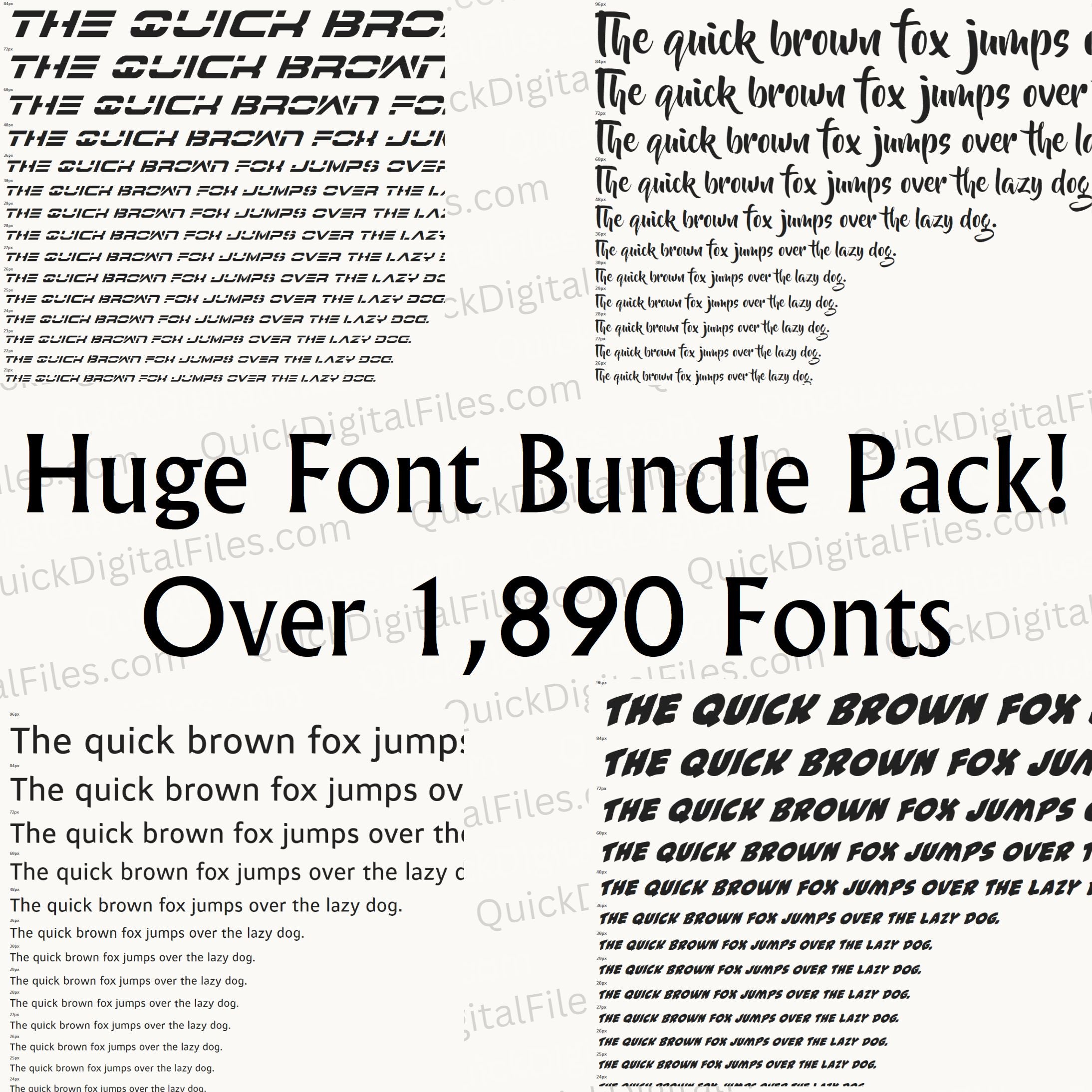 Huge Font Bundle Pack - Over 1,890 Fonts for Instant Download – Quick ...