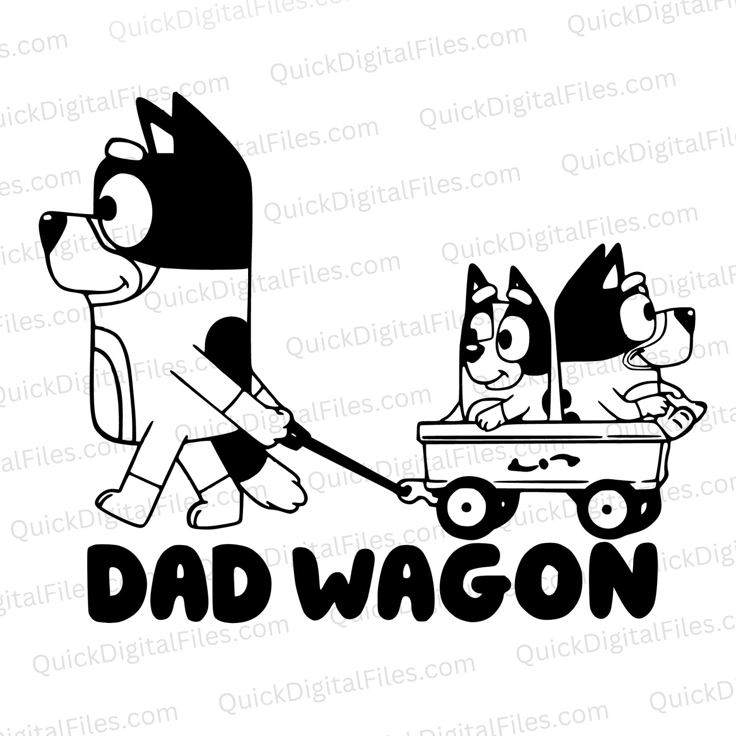 Creative SVG illustration capturing joyful family moments in a wagon. Bluey graphic vector