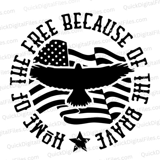 "Home of the free because of the brave" American eagle SVG clipart