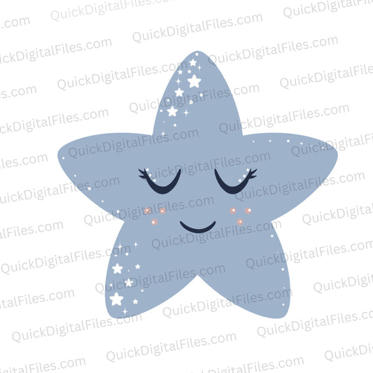 Sleeping Star SVG for Baby Shower Projects