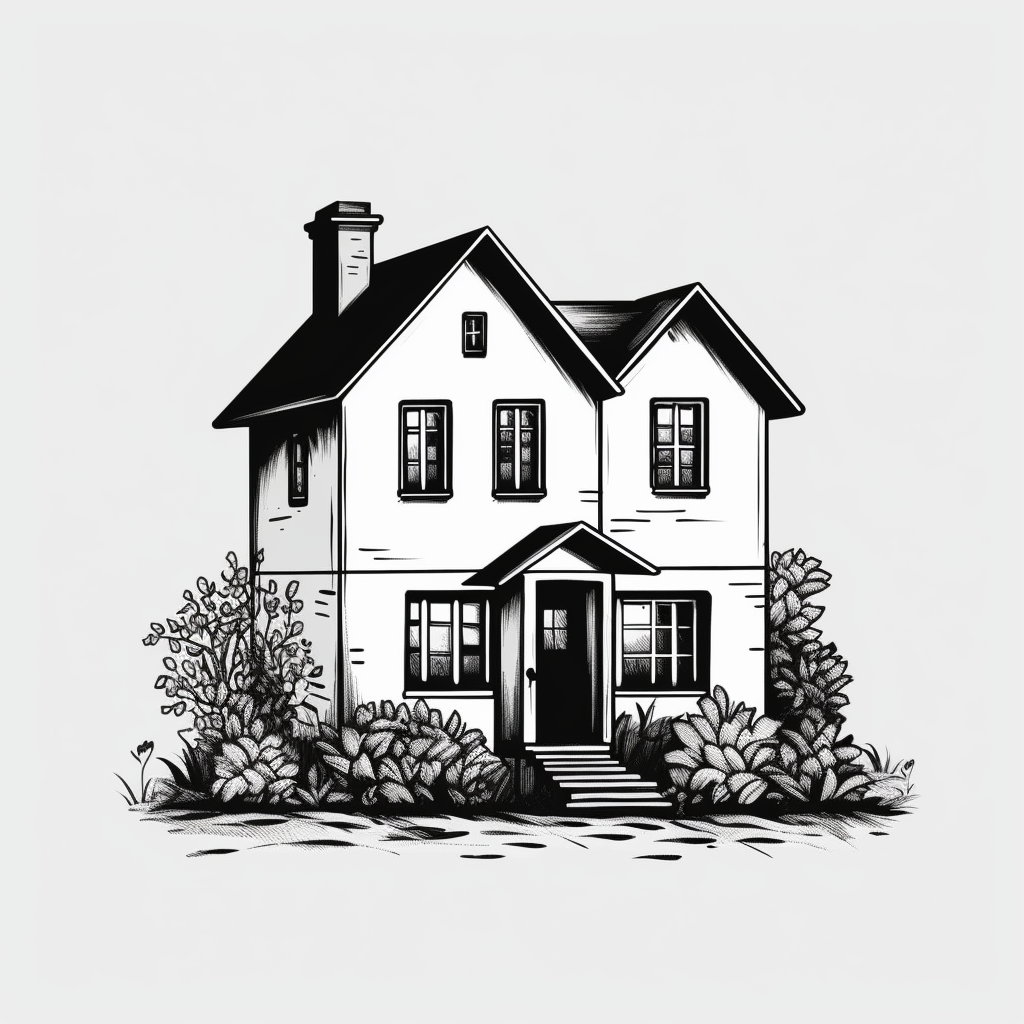 minimalist black and white house silhouette