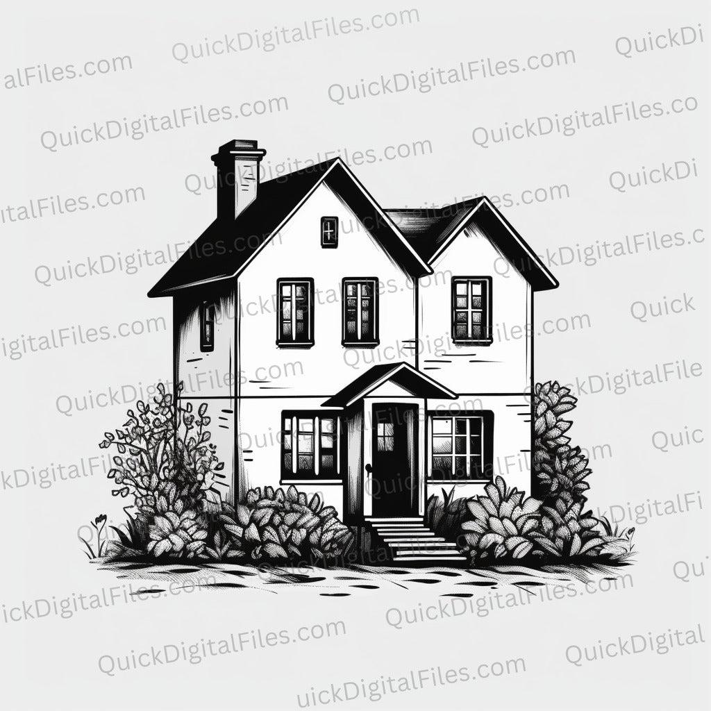 minimalist black and white house silhouette