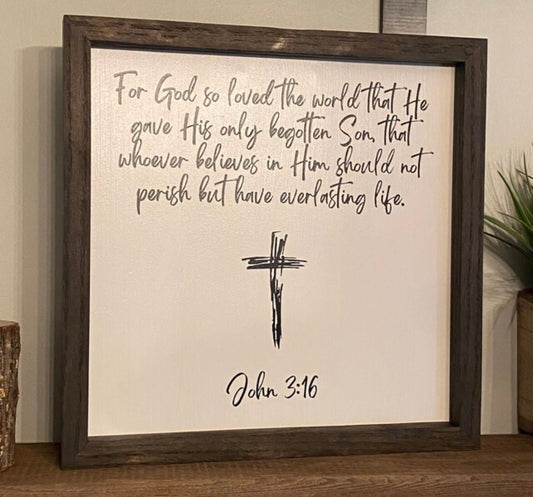 John 3:16 scripture with cross digital art for Christian projects.