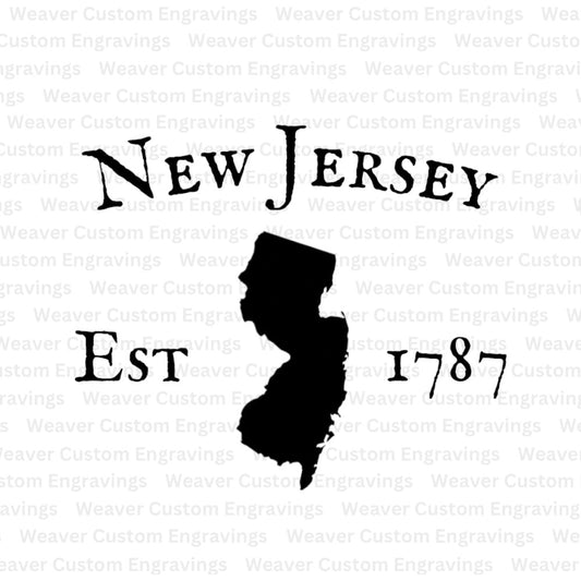 Digital download of New Jersey outline and establishment year artwork