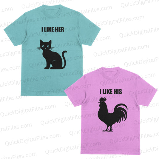 Funny adult SVG "I Like His Cock, I Like Her Pussy" silhouette design