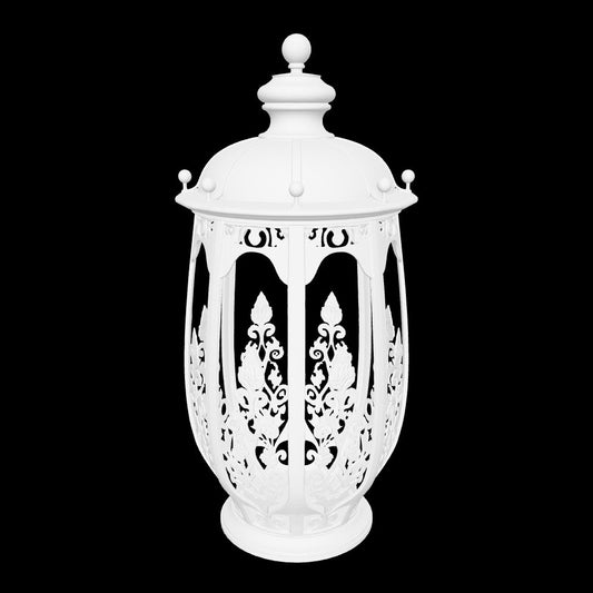 Ornate lantern shell with floral cutout panels