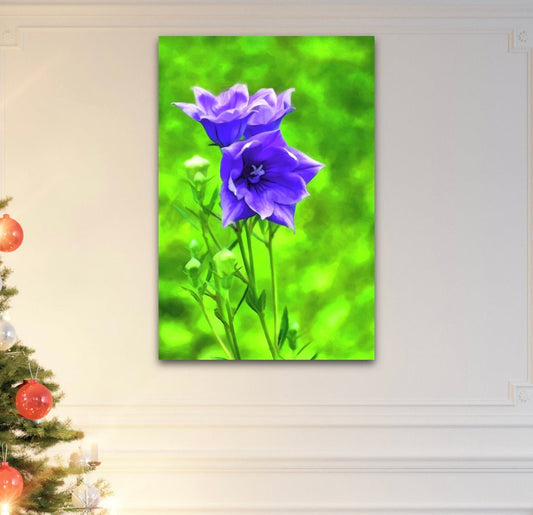 "Vibrant purple flower oil painting-style digital art for home decor and crafts."