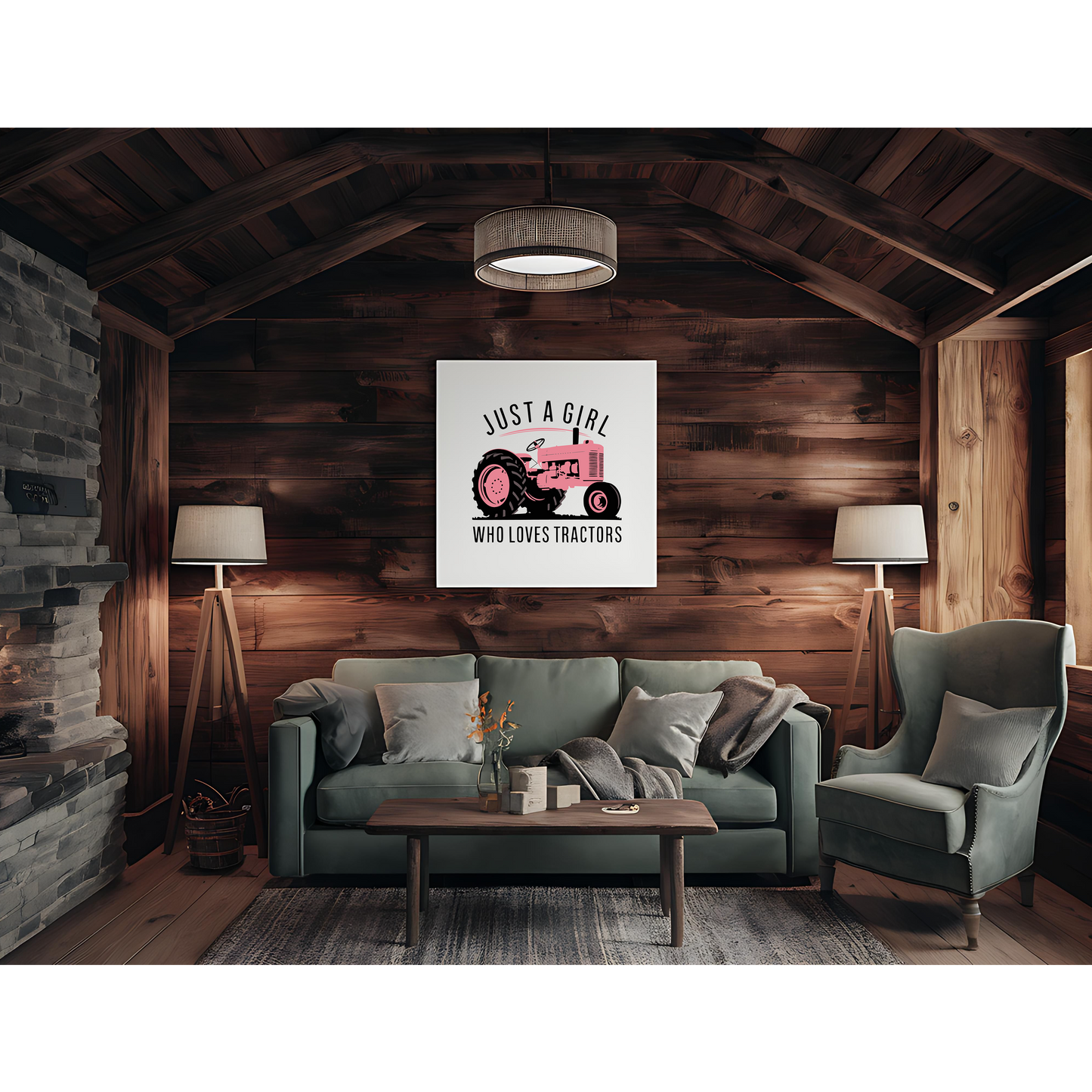 "Digital Art Display in Wooden Cabin Frame Mockup"