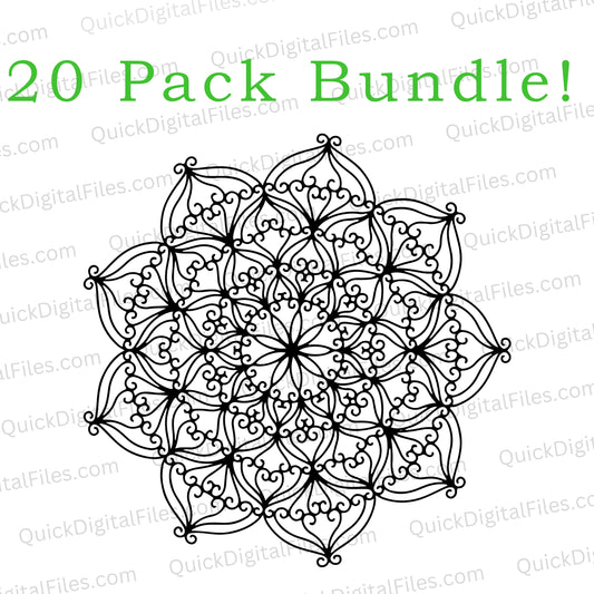 Mandala clipart black and white designs