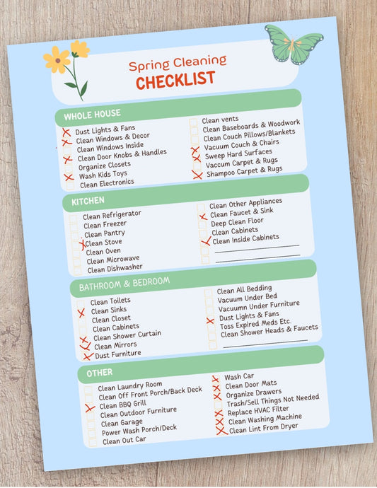 "Home Cleaning Printable Checklist with Task Boxes"