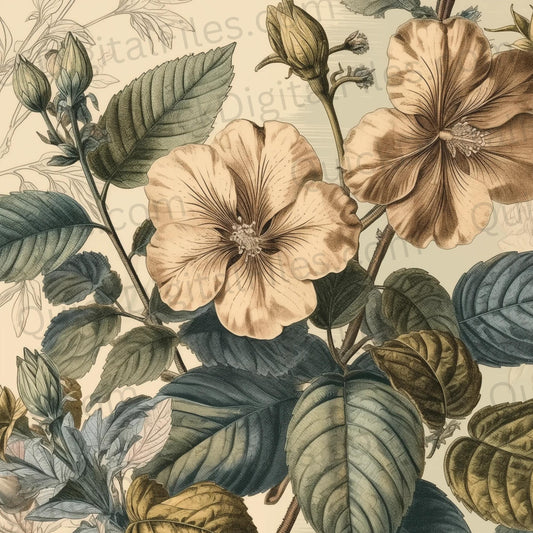 Contemporary colored 18th-century flower PNG graphic