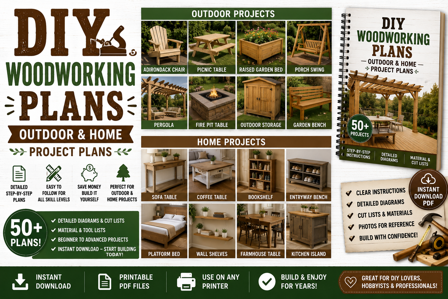 DIY Woodworking Plans — Outdoor and Home Project Plans PDF – Quick ...