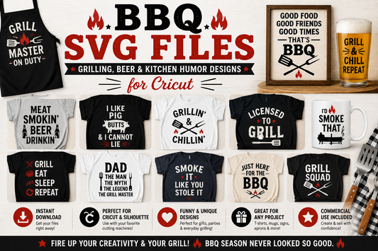 BBQ SVG Files — Grilling, Beer and Kitchen Humor Designs for Cricut