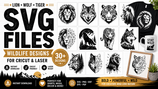 Lion Wolf and Tiger SVG Files — Wildlife Designs for Cricut and Laser