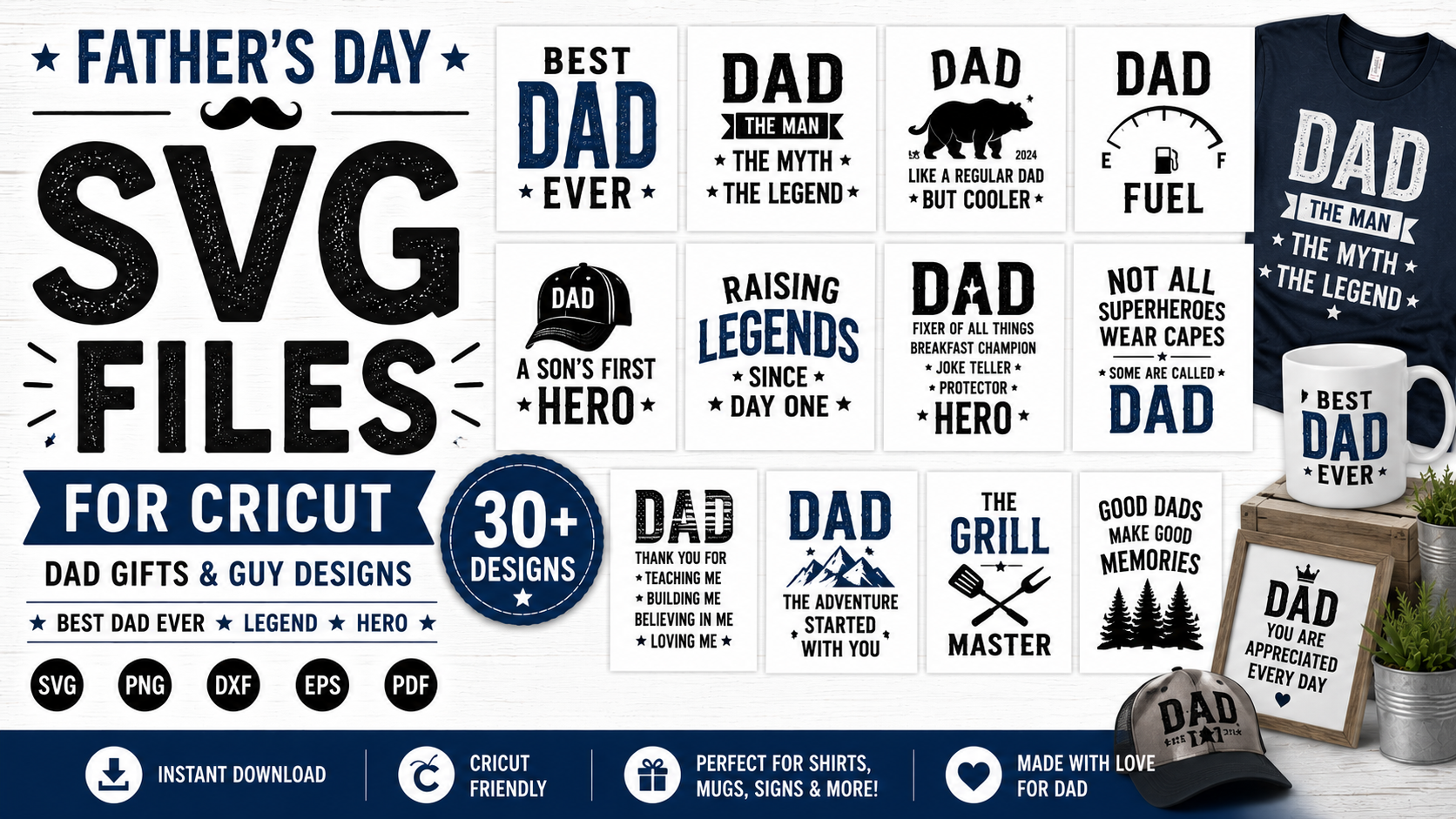 Father's Day SVG Files — Dad Gifts and Guy Designs for Cricut – Quick ...