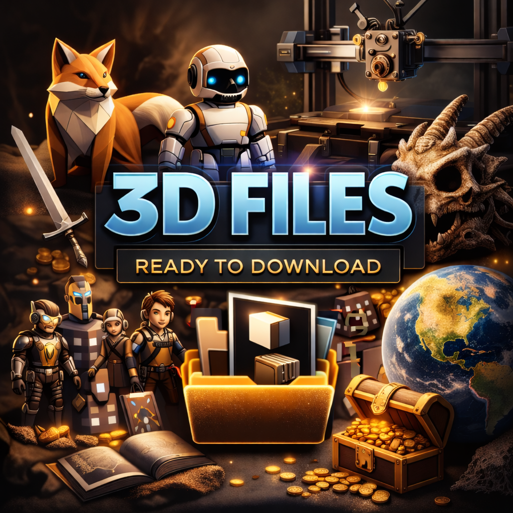 3D File Digital Downloads – Instant STL, OBJ & GLB Models for Printing, Rendering & Design