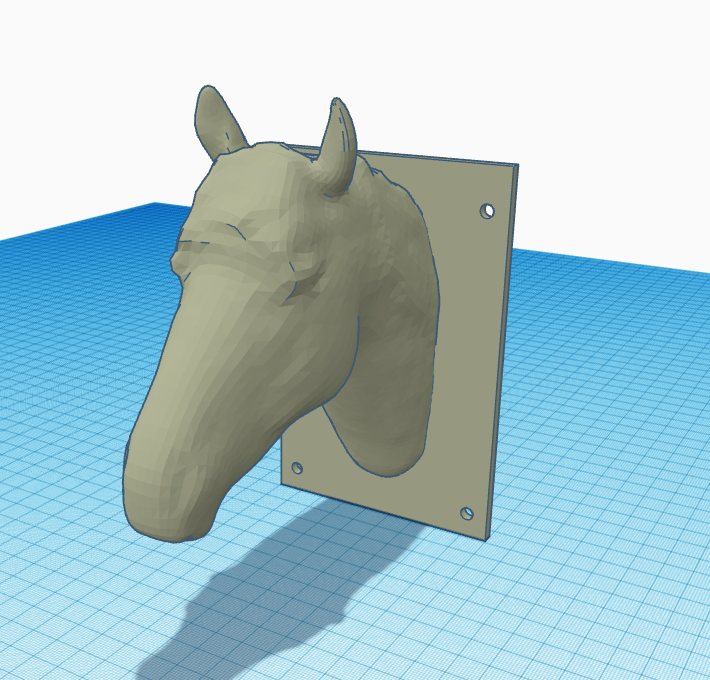 Detailed horse head STL model for 3D printing and wall display.