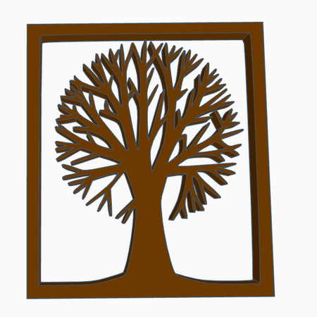 3D printable STL file of tree growing inside a picture frame for home decor