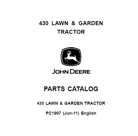 John Deere 430 parts manual cover with detailed parts diagram
