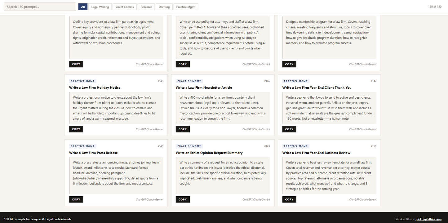 150 AI prompts for attorneys and legal professionals