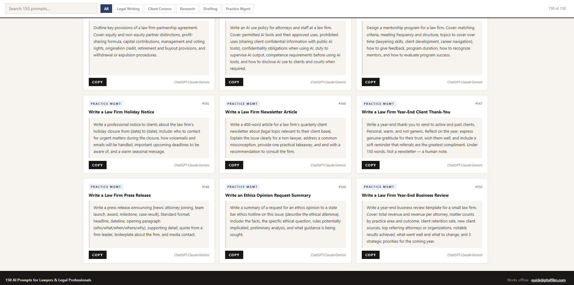 150 AI prompts for attorneys and legal professionals