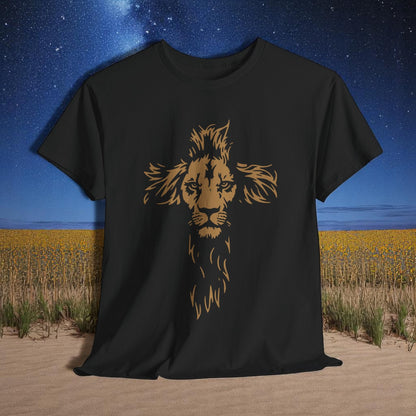 Christian SVG cross with embedded lion illustration