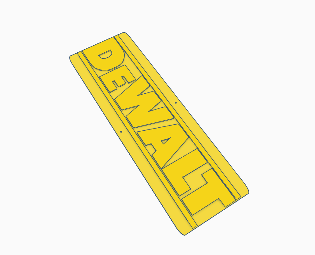Dewalt-style sign STL file for 3D printing.