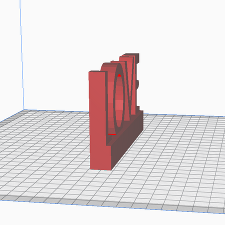 "DIY 3D printing project file of the word LOVE with an integrated base."