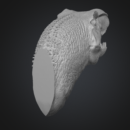 Side view of roaring dinosaur wall decor model for 3D printing
