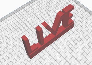 "3D printable word LIVE with stand STL file for home decor."