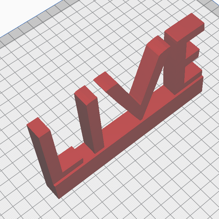"3D printable word LIVE with stand STL file for home decor."