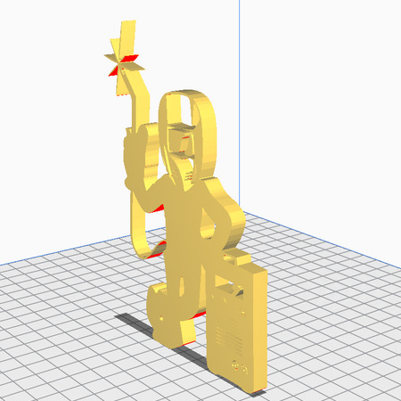 "Welder Buddy 3D print model standing by welding machine."