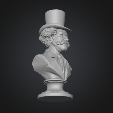 Mark Twain Bust STL | 3D Printable with Flat Base
