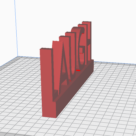 "3D printable word LAUGH with stand STL file for joyful home decor."