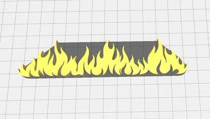 "3D printable STL file of horizontal burning flames for home decor."