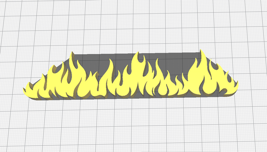 "3D printable STL file of horizontal burning flames for home decor."