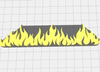"3D printable STL file of horizontal burning flames for home decor."