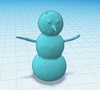 3D printable snowman model with carrot nose and branch arms for festive decoration.