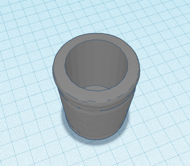 Downloadable 3D printer file for vintage round mini trash bin or planter