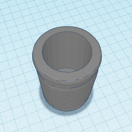 Downloadable 3D printer file for vintage round mini trash bin or planter