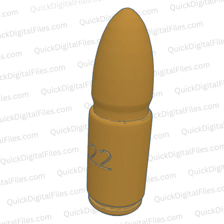 Realistic bullet STL with “.22” engraving for 3D printing
