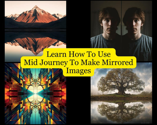 Digital art example of a symmetrical mountain landscape from Midjourney guide.