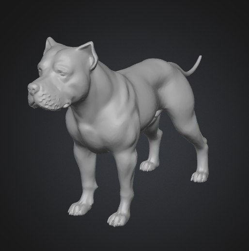 3D printed pitbull model side view – muscular and realistic