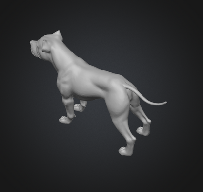 3D Pitbull STL File – Flat Bottom Dog Model for Easy 3D Printing
