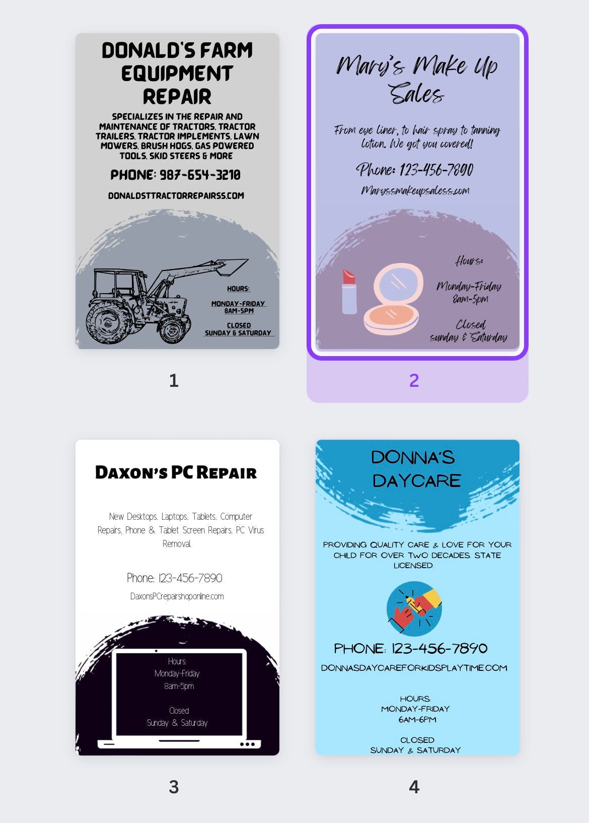 Editable flyer designs for diverse businesses