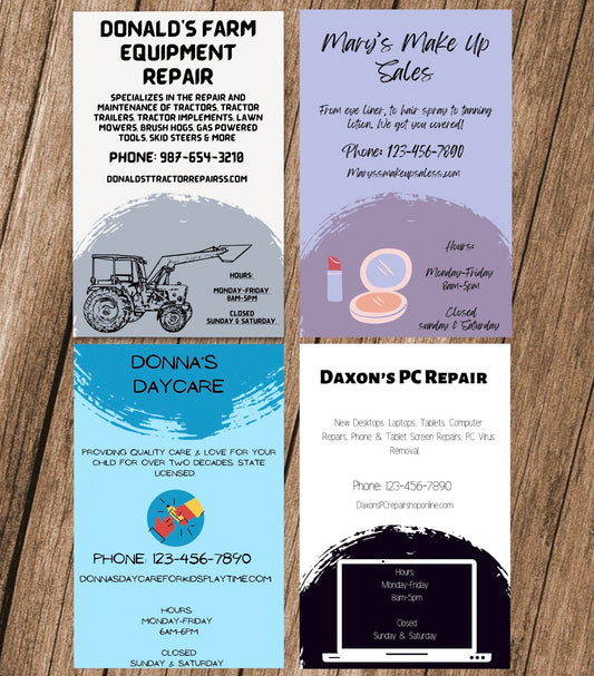 Canva flyer templates for farm, makeup, daycare, PC repair