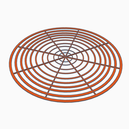 3D printable duct cover STL file with spider web-like circular grill design
